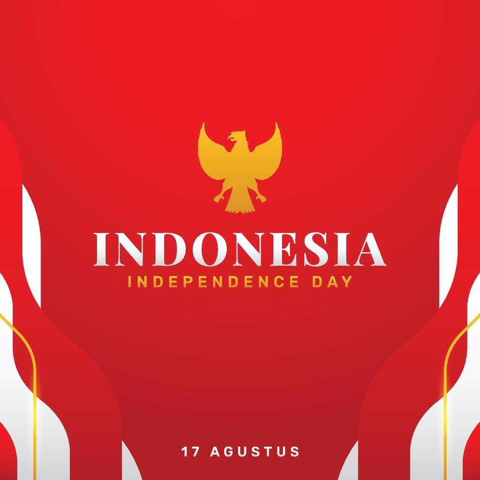 Indonesia Independence Day Poster Template with Elegant Gradient Style vector