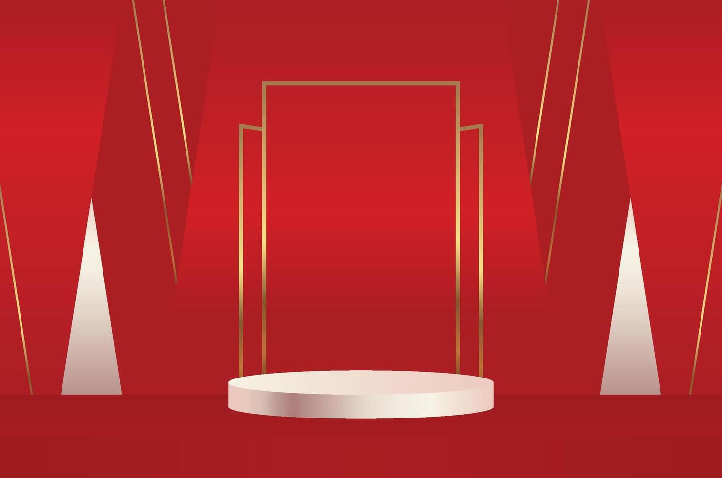 Abstrack Background Design Luxury Style with podium in red background vector
