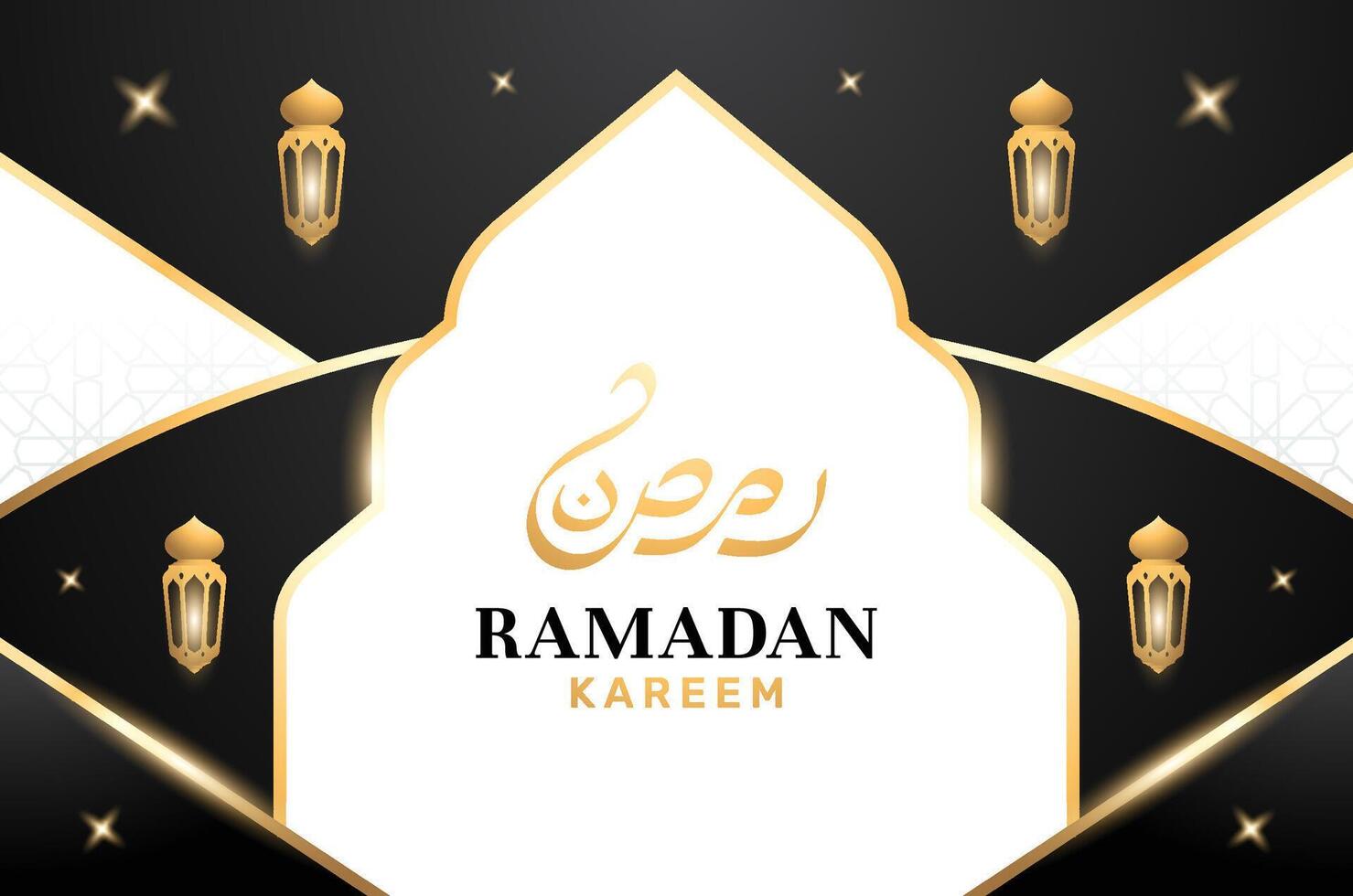 Elegant Islamic Celebration Design with Gold Mosque and Star Elements vector