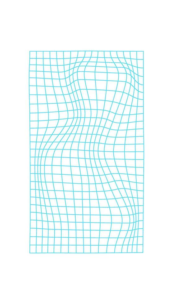 Perspective 3d wavy mesh, cyberpunk trendy net structure graphic, brutal art geometry grid figure icon, vaporwave abstract wire frame form symbol, futuristic neon mesh pattern element object. vector