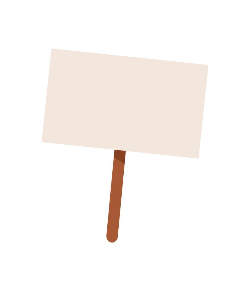 Cardboard blank sign, strike flag and support sign for person to hold, for people parade demonstration poster, revolution banner and empowerment board, election campaign or vote rally board template vector