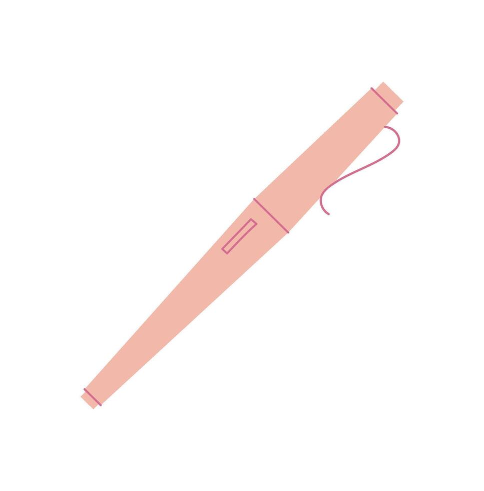 Cute flat pen for writing messages and notes on stationery or card. Pink design, perfect for love on happy occasions and romantic holidays. Ideal creating personalized invitations greetings. vector