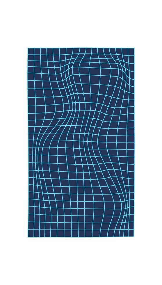 Y2k 3d wireframe wave, cyber tech geometry net pattern structure illustration, futuristic geometric wire frame figure symbol, 90s retro abstract mesh form object. vector
