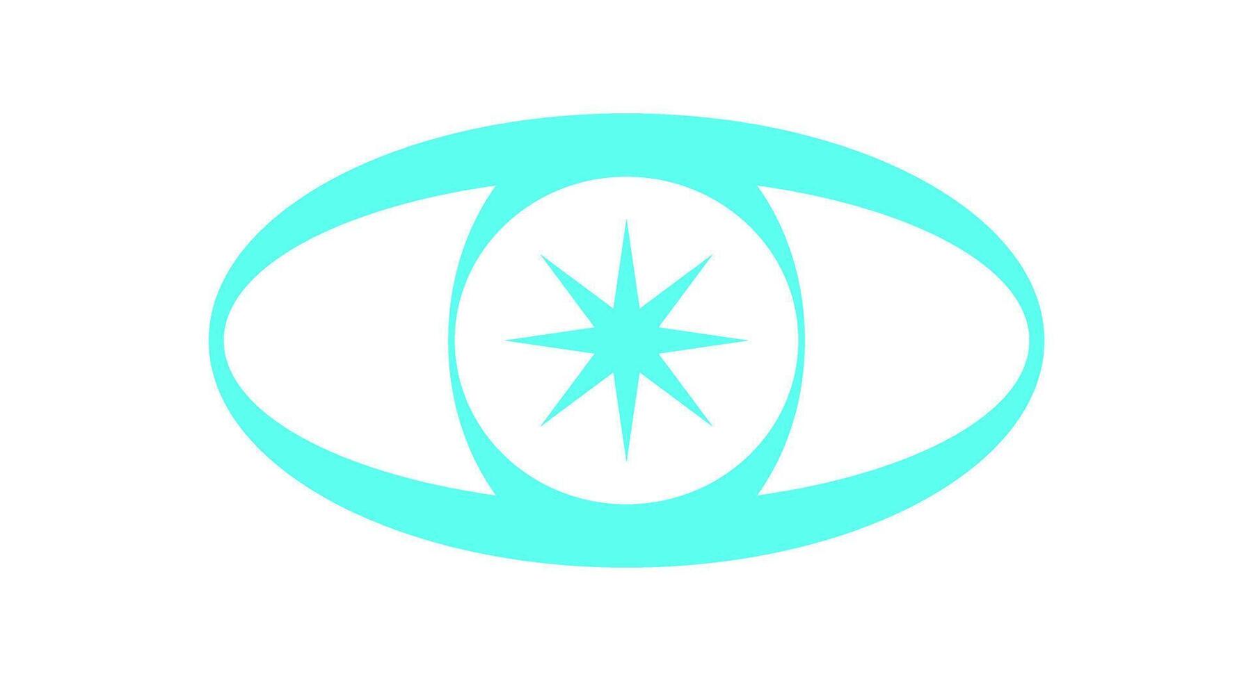 Y2K psychedelic star symbol. Futuristic eye shape element. Abstract Space retro design, cool graphic style, trendy decoration. Ideal for posters, shapes, and 90s aesthetic projects. vector