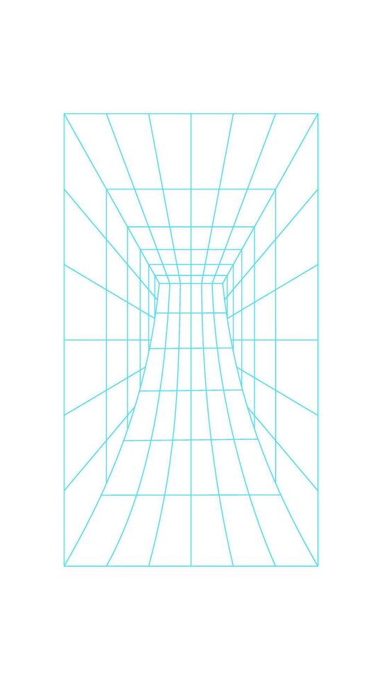Y2k 3d mesh wormhole, cyber tech neon wire frame structure graphic, futuristic trendy mesh figure illustration, vaporwave abstract 3d wireframe form symbol. vector