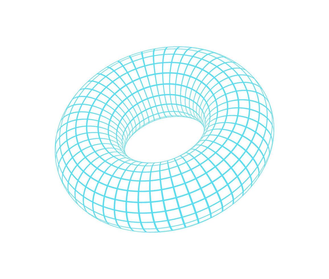 Y2k 3d grid donut, y2k neon 3d wireframe figure illustration, 90s retro abstract mesh element icon, vaporwave geometric grid pattern form graphic, brutal art trendy net shape symbol. vector