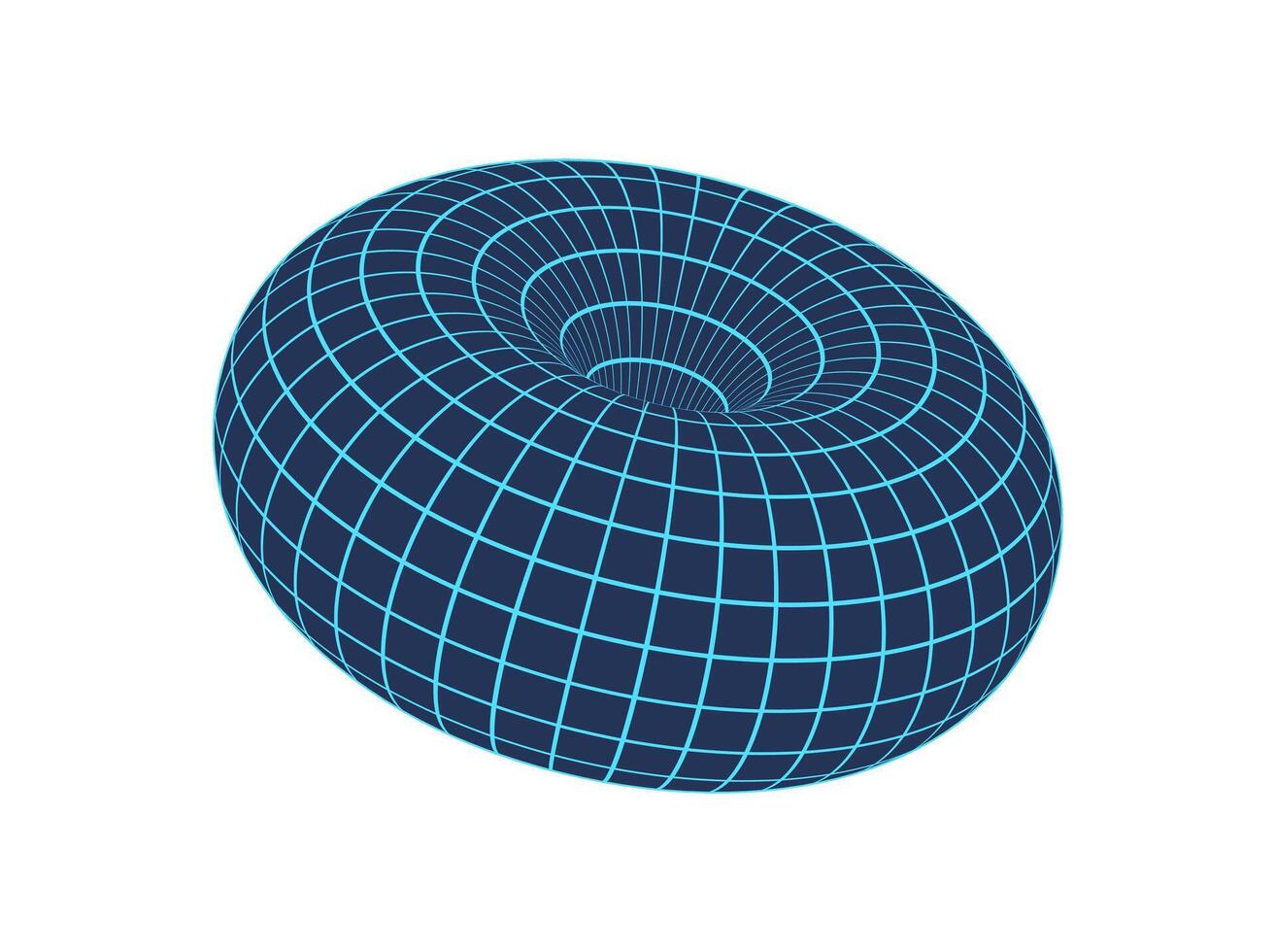 Y2k 3d grid donut, 90s retro trendy grid pattern element graphic, y2k geometry 3d wireframe figure illustration, brutal art geometric net shape object, cyber tech abstract wire frame form icon. vector