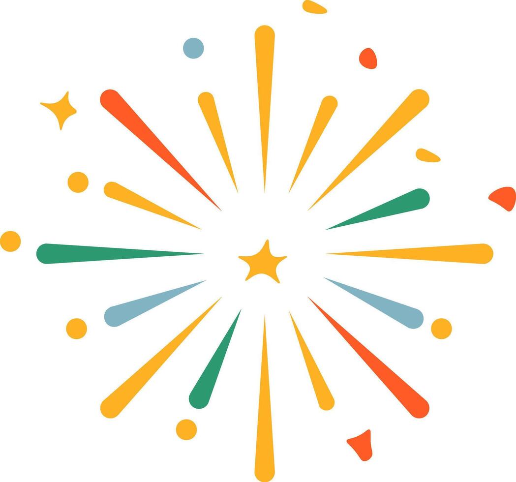 New Year Fireworks in Flat Graphic Style vector