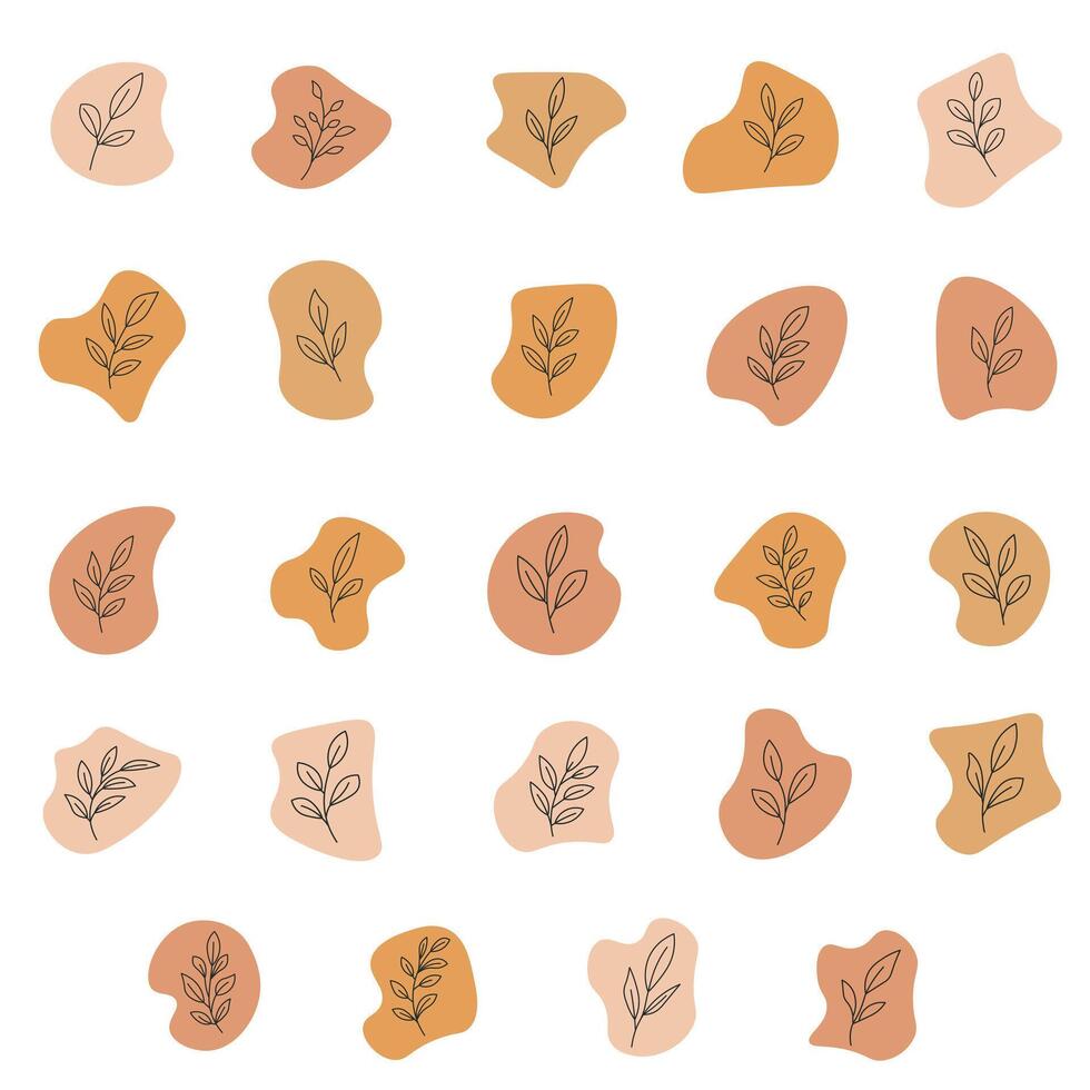 Minimalist Botanical Abstract Blob Set - Hand Drawn Leaf Ellements vector