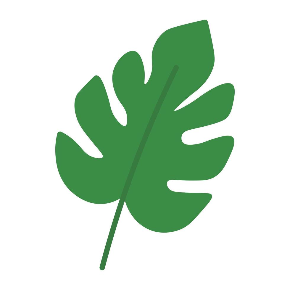 Flat Jungle Inspired Leaf in Green vector