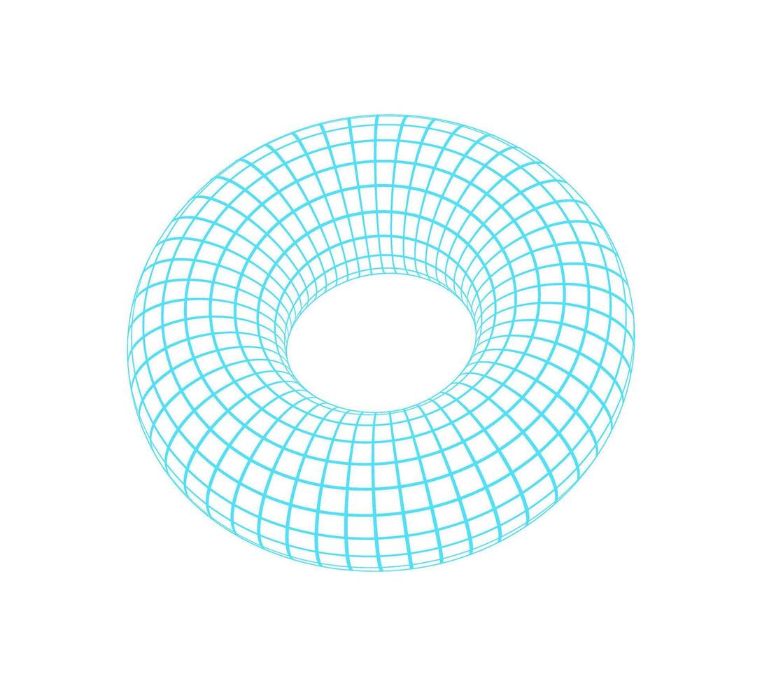 Y2k 3d mesh torus, brutal art trendy wire frame shape illustration, cyberpunk neon 3d wireframe element icon, vaporwave geometry net pattern structure symbol, y2k geometric mesh figure object. vector