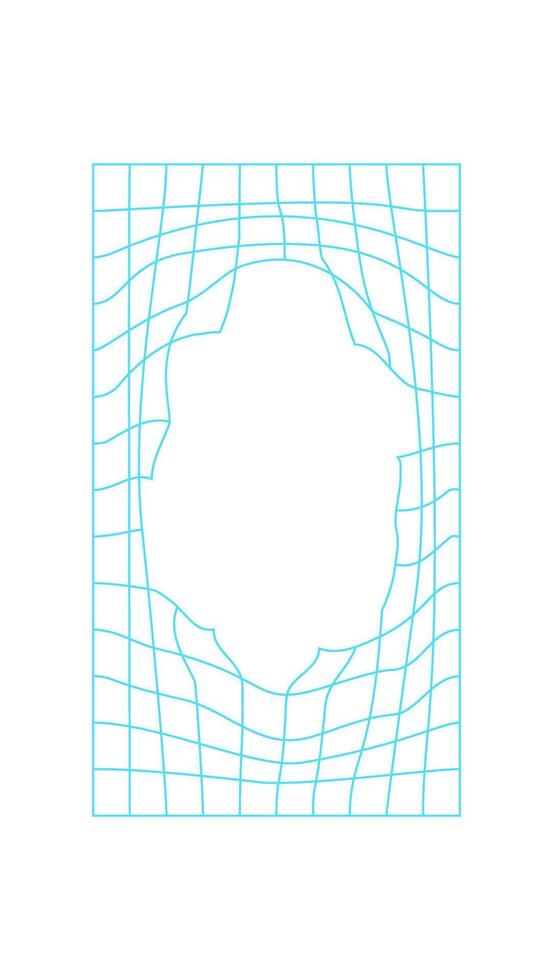 Y2k 3d grid tunnel, vaporwave geometric grid pattern form graphic, y2k neon net element icon, brutal art geometry 3d wireframe shape illustration, cyber tech trendy wire frame structure symbol. vector
