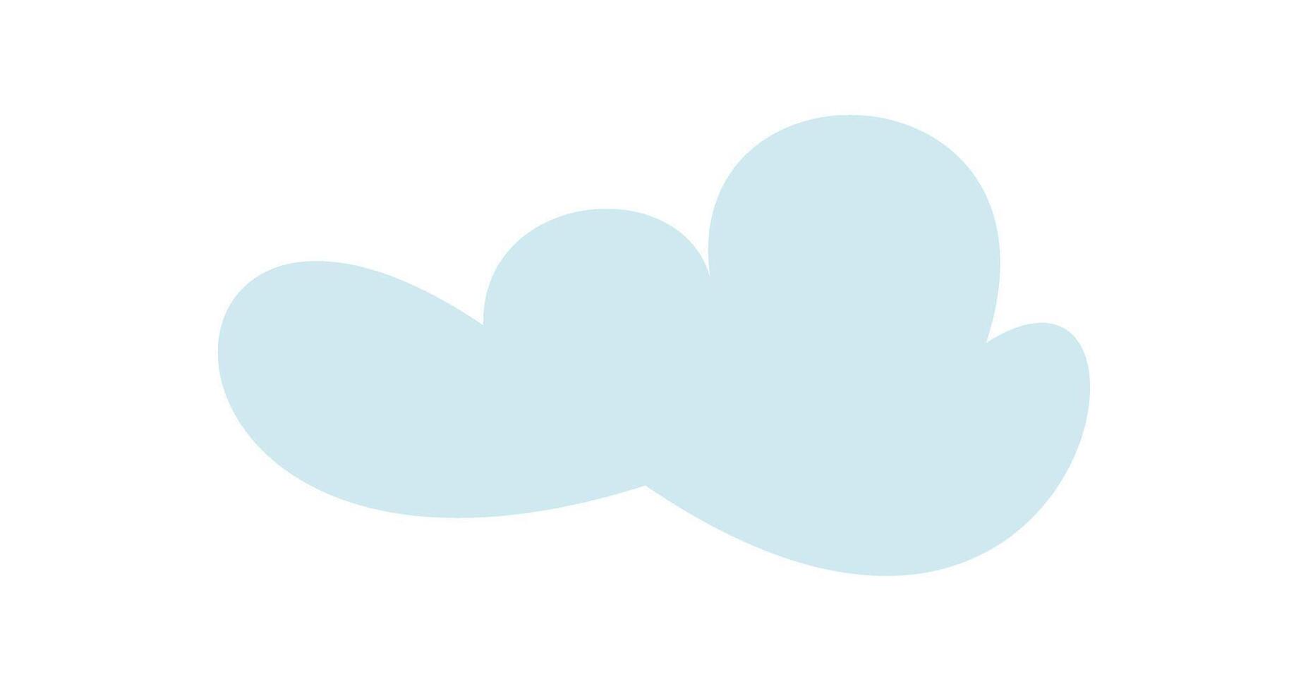 Blue cloud shape in cartoon graphic style. Fluffy character of a cloud with soft edges. Isolated light blue shape in digital, cartoon design, ideal for weather backgrounds and illustrations. vector