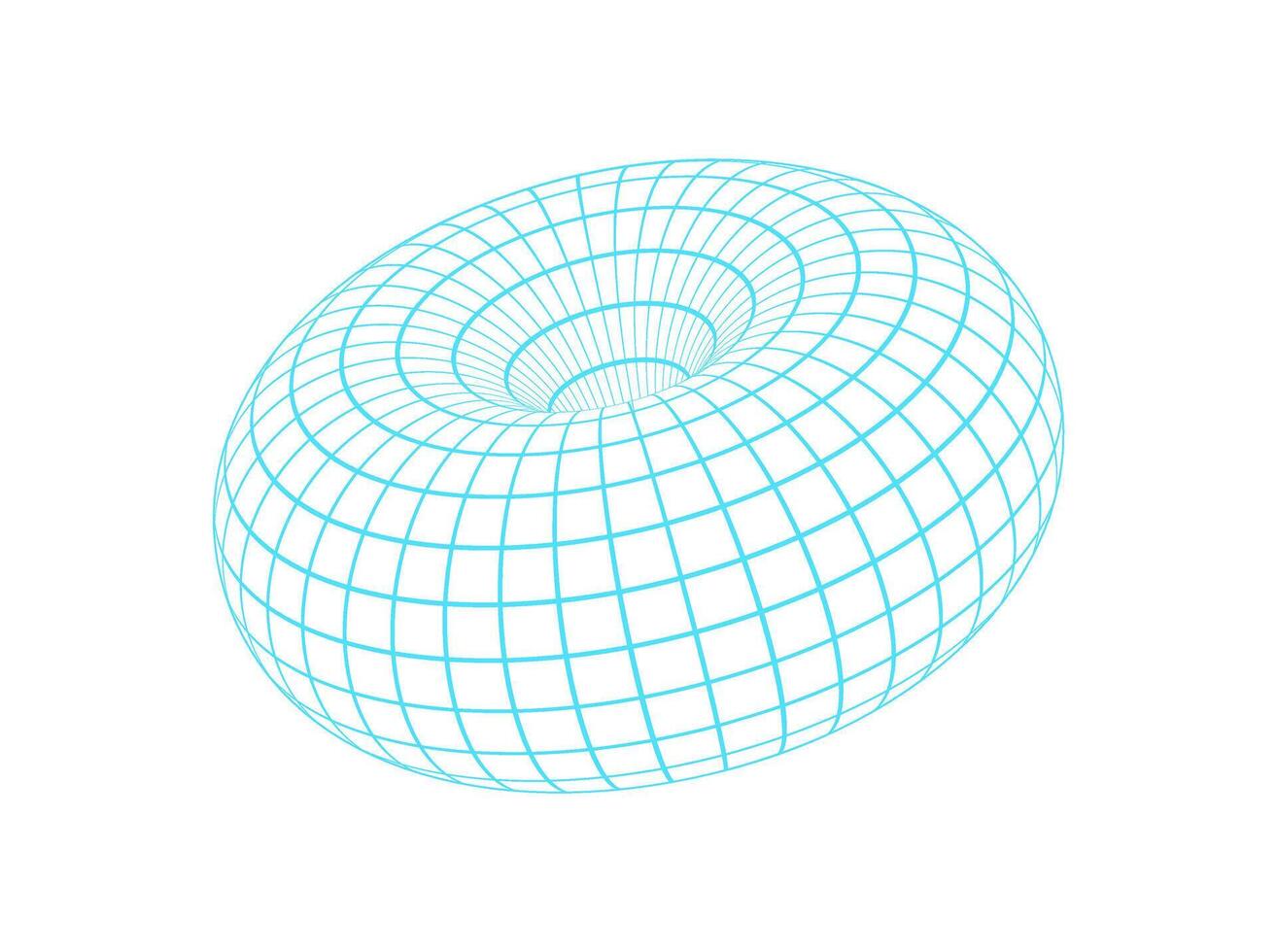 Cyberpunk 3d grid donut, y2k trendy 3d wireframe figure icon, brutal art geometric net pattern structure symbol, 90s retro geometry mesh form illustration. vector