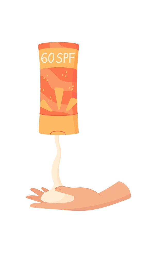 Hand use spf cream bottle, uv protection spray bottle, flat sunscreen oil container, creative solar block moisturizer product, cartoon spf cosmetic pack, vector
