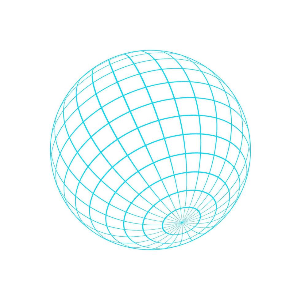 Geometric 3d wireframe globe, futuristic abstract net figure symbol, vaporwave neon wire frame element icon, cyberpunk geometric mesh form object, y2k trendy grid pattern shape graphic. vector