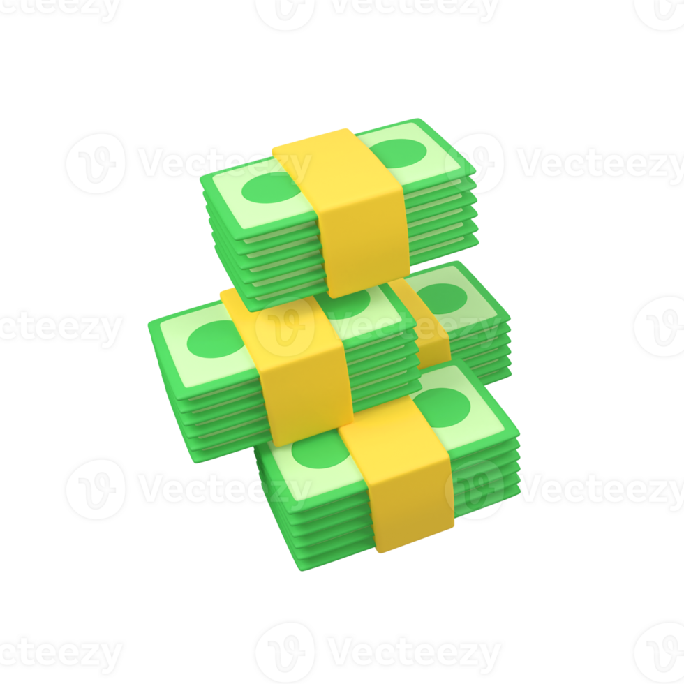 Stack of banknotes isolated 3d render icon illustration png