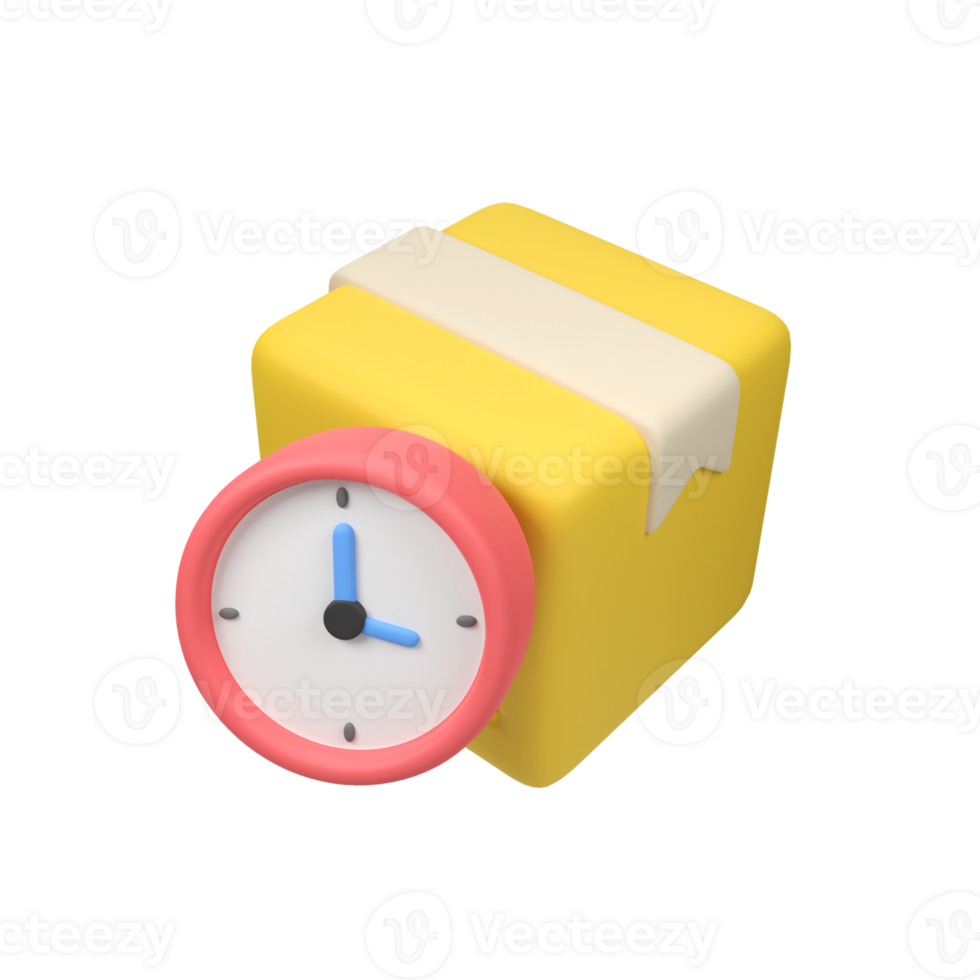 Parcel box with clock isolated 3d render icon illustration png