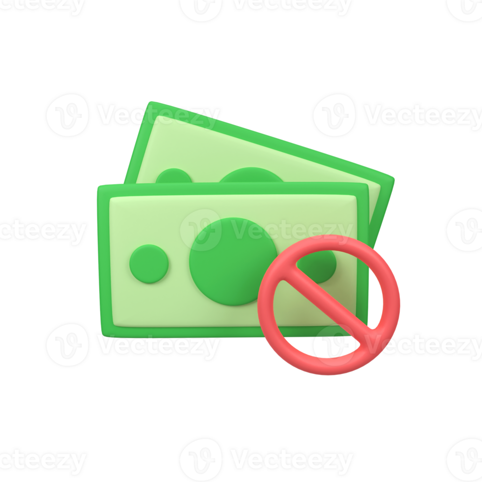 Does not accept cash isolated 3d render icon illustration png