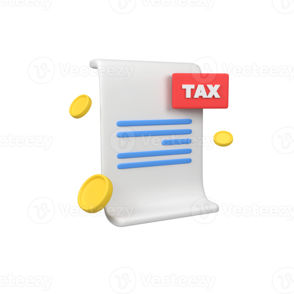 Tax payment and business isolated 3d render icon illustration png