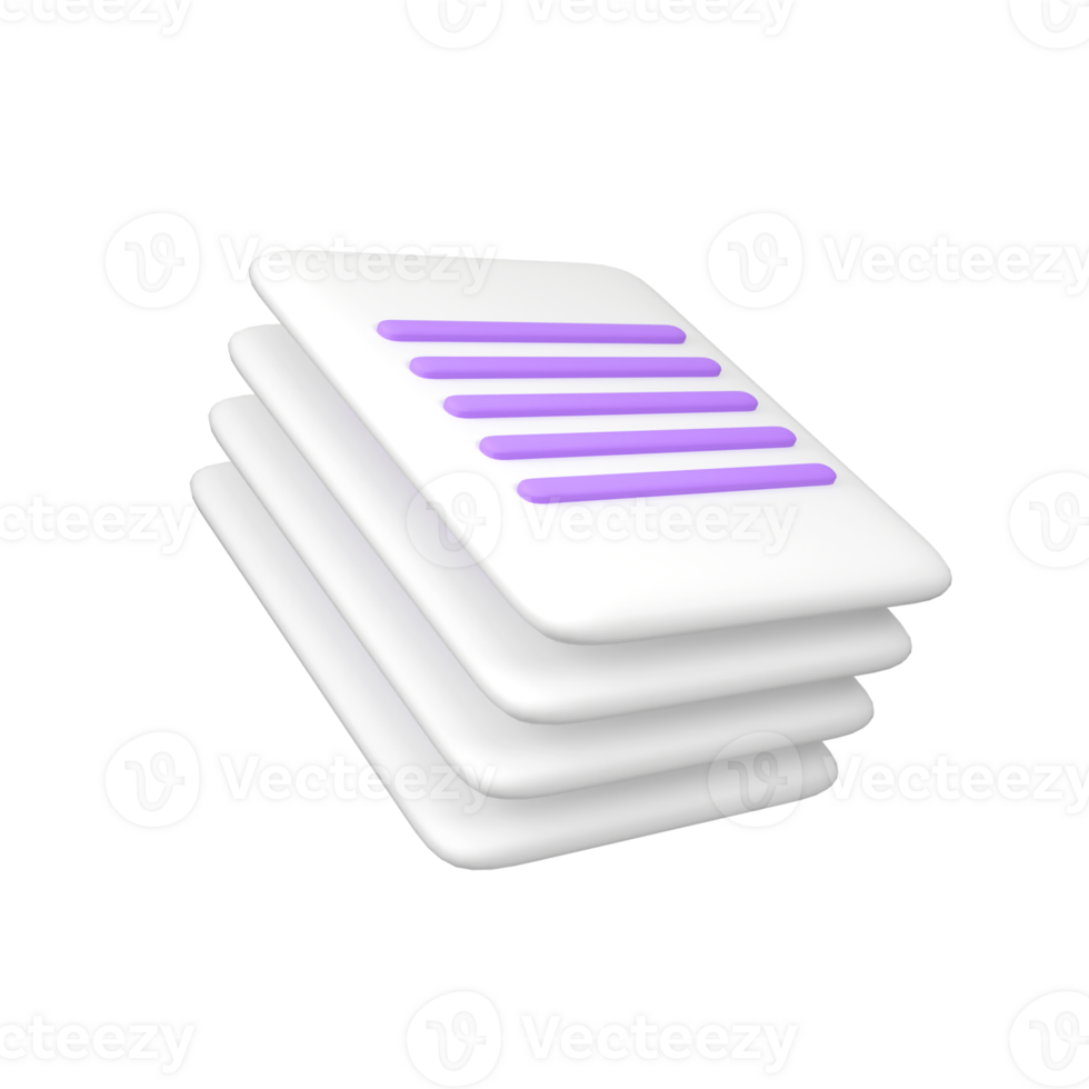 pile of paper isolated 3d render icon illustration png