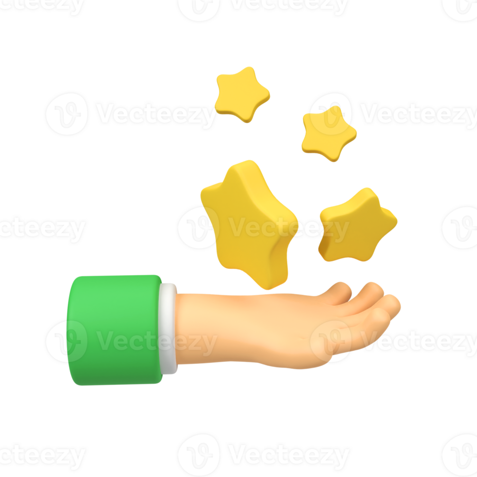 Hand with Star customer review concept isolated 3d render icon illustration png