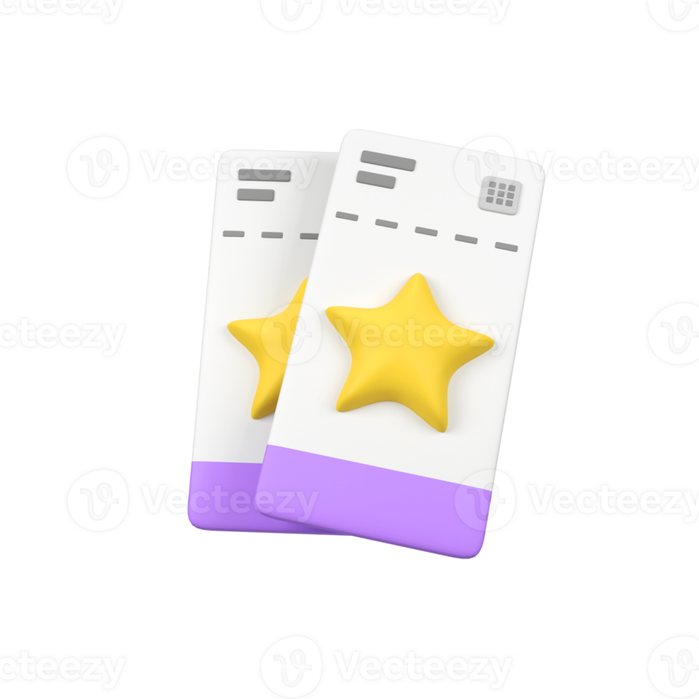 Cinema movie ticket isolated 3d render icon illustration png