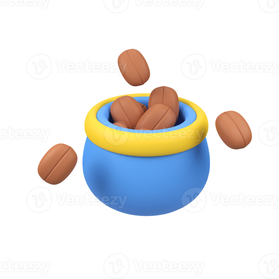 Coffee Beans in Sacks isolated 3d render icon illustration png