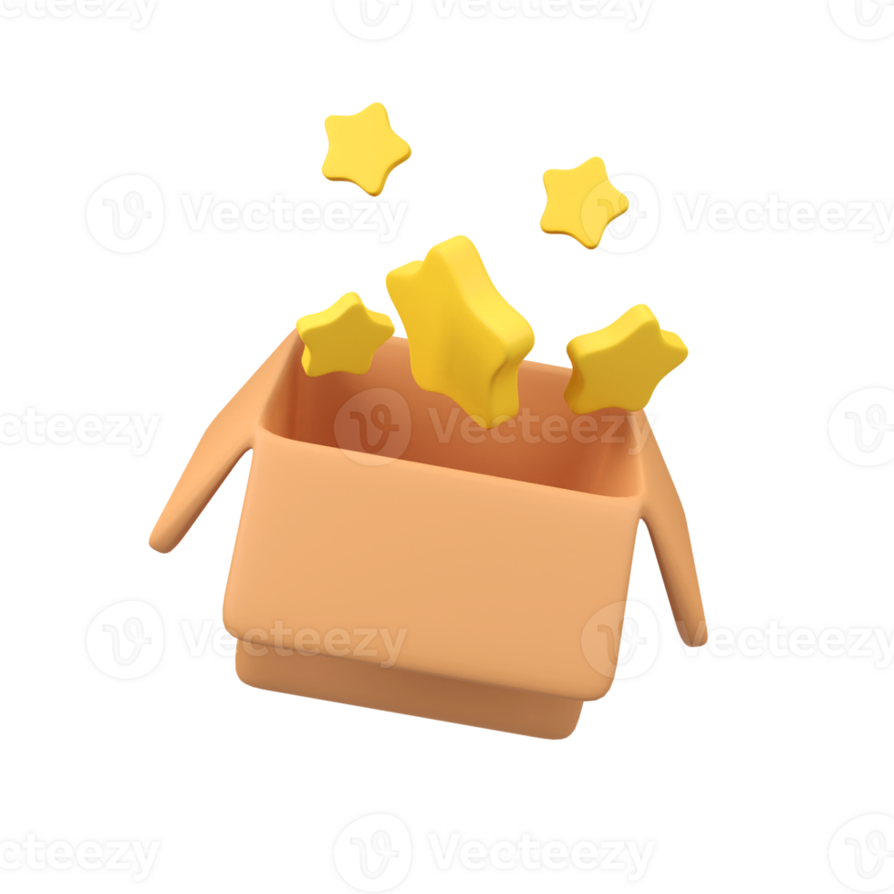 Box with star rating isolated 3d render icon illustration png