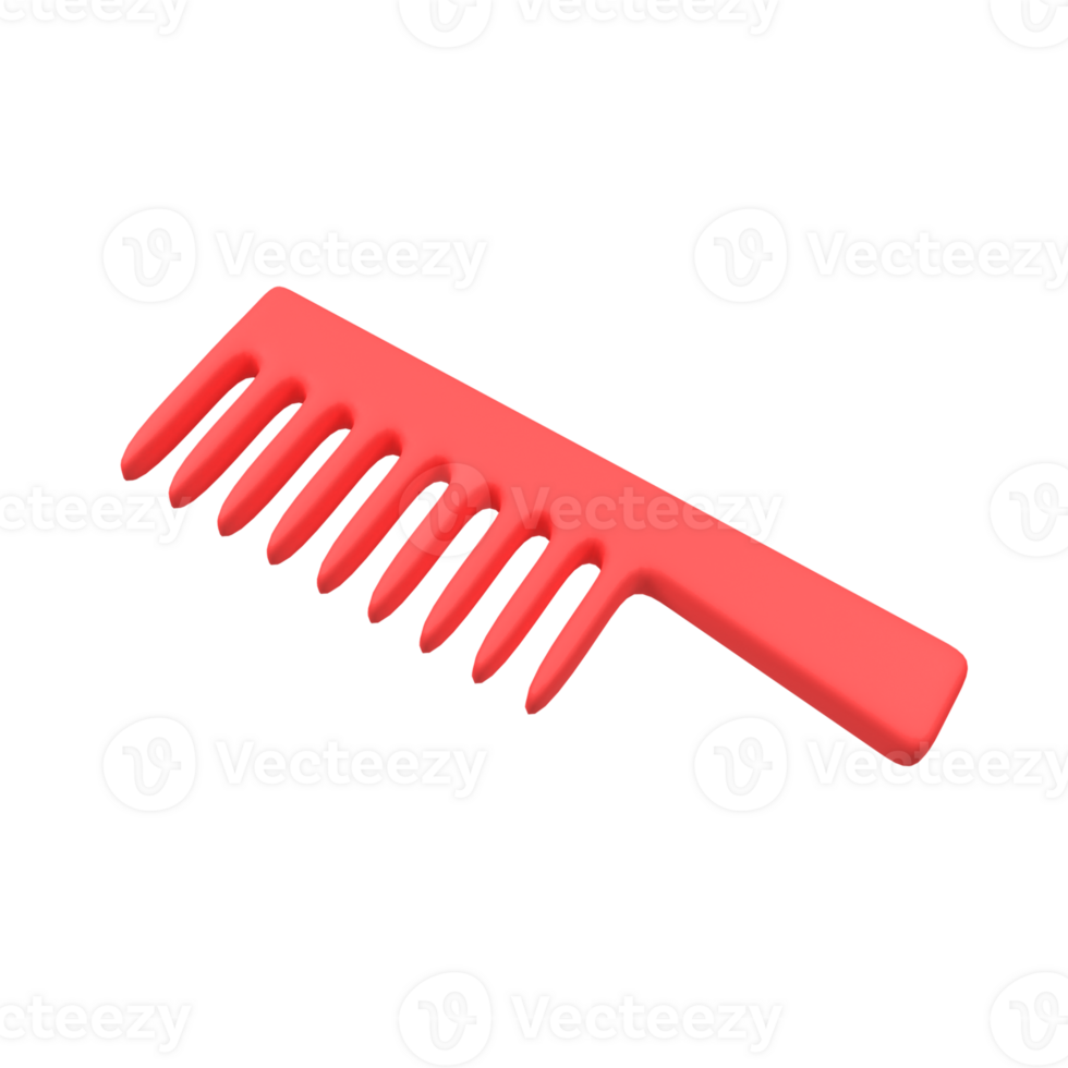 Red comb isolated 3d render icon illustration png
