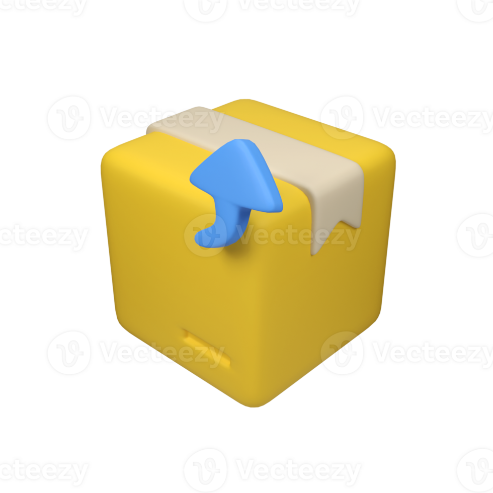 Box icon with blue upward arrow isolated 3d render icon illustration png