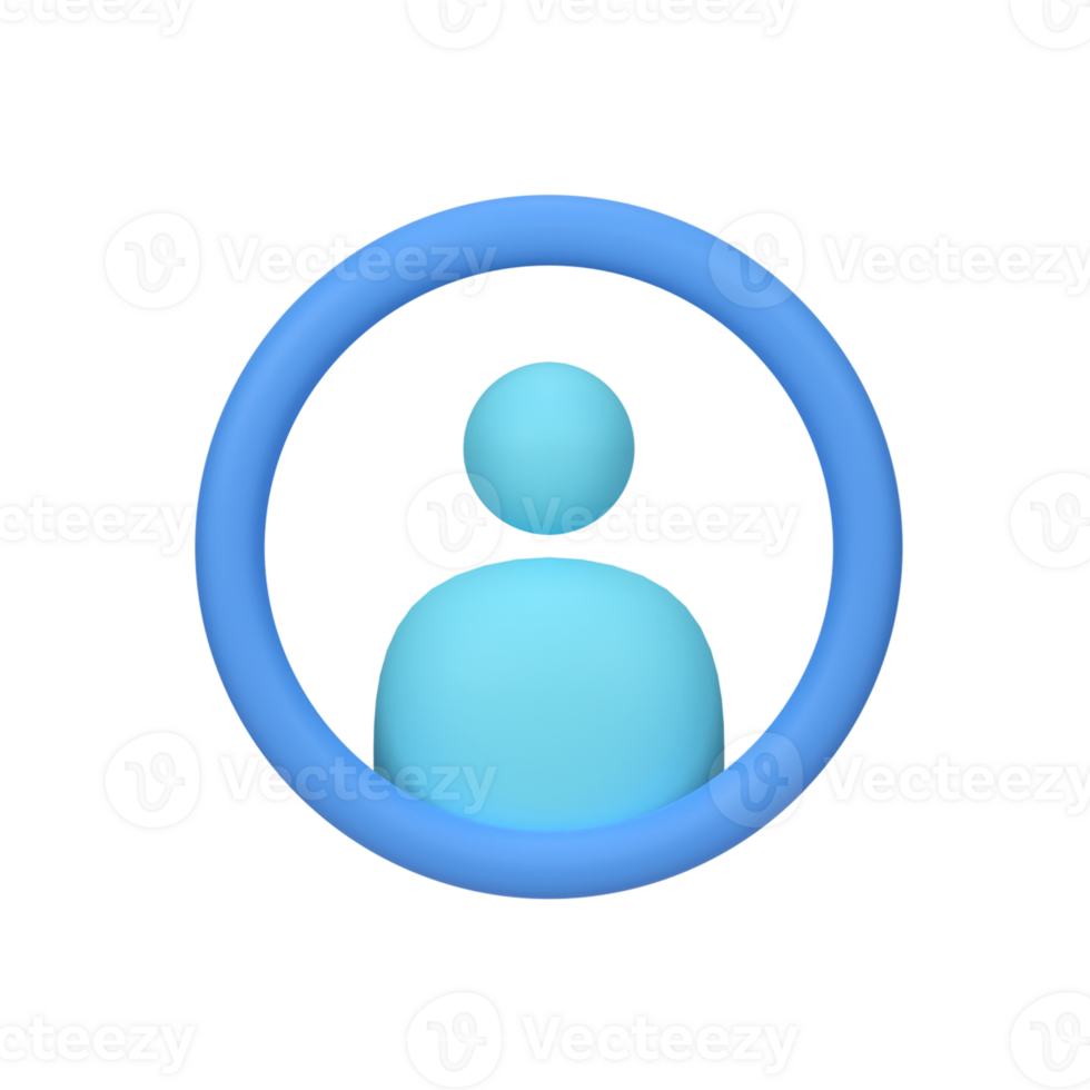 User profile avatar with circle frame isolated 3d render icon illustration png