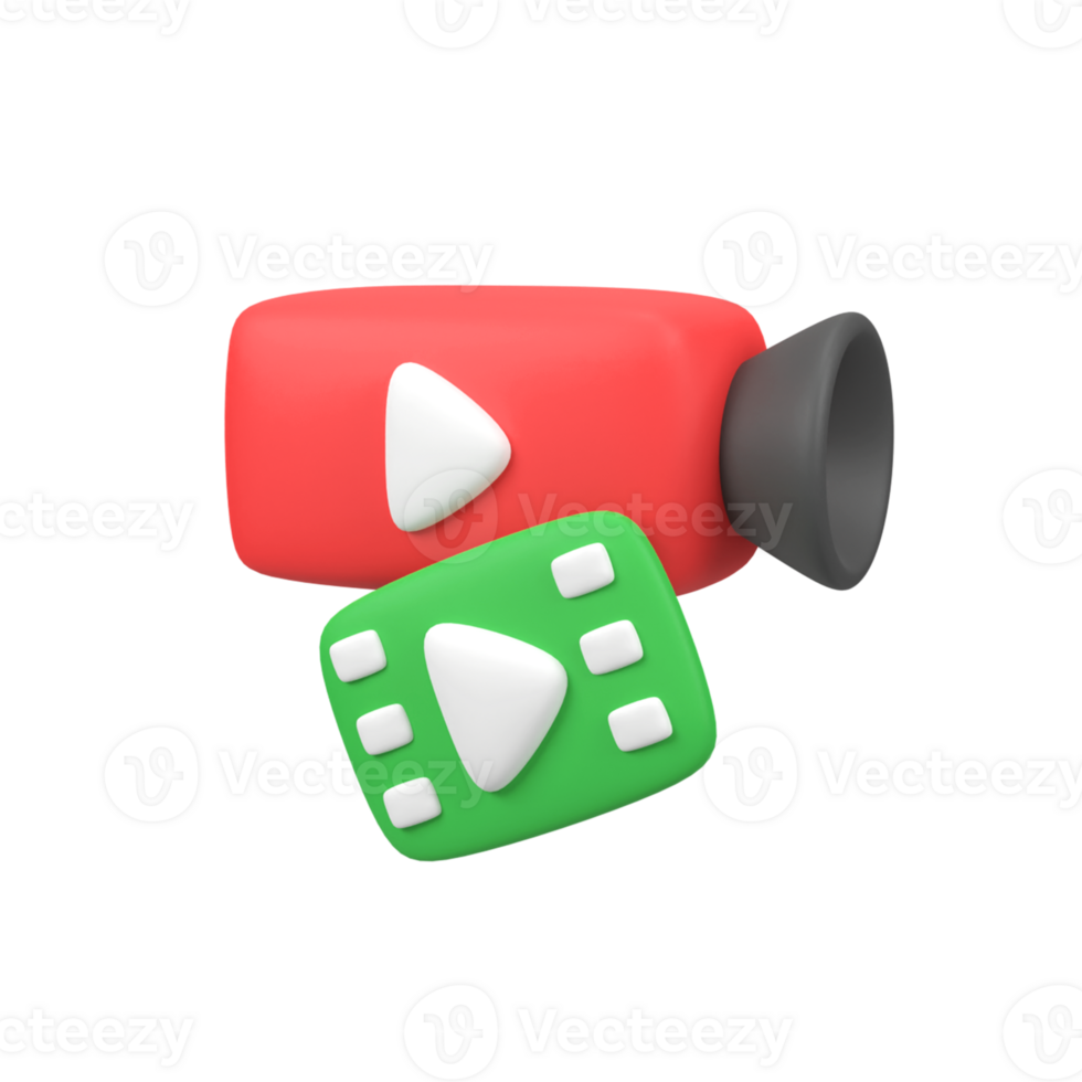 camera with lens and button isolated 3d render icon illustration png