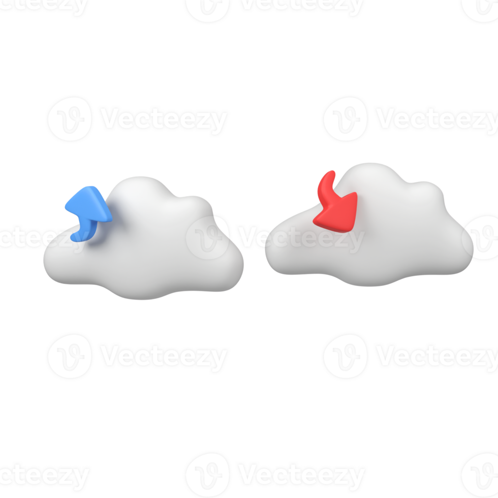 Download and upload with cloud isolated 3d render icon illustration png