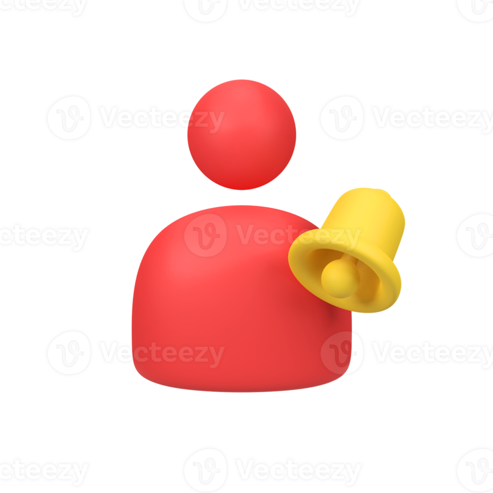 User profile with notice alert isolated 3d render icon illustration png