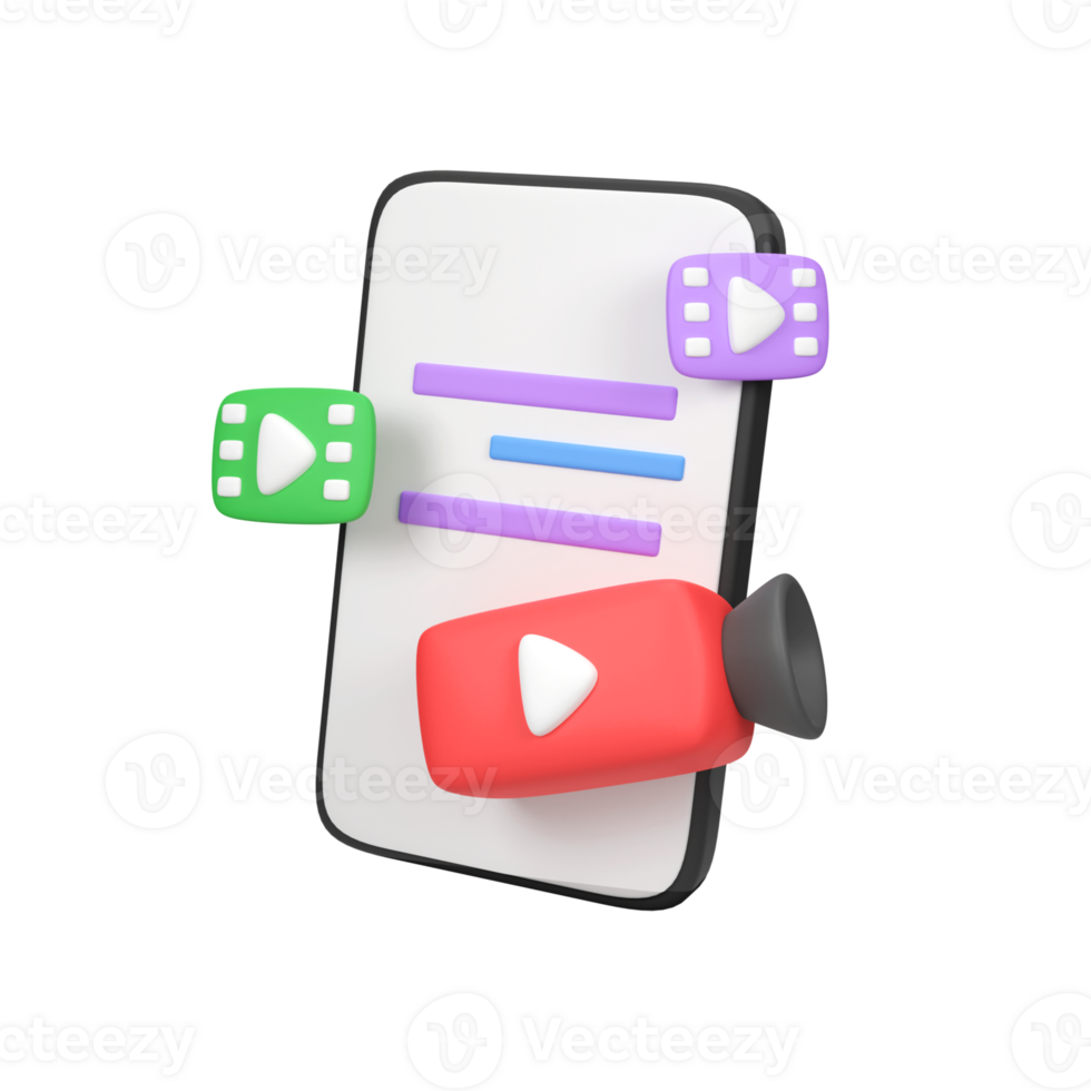 Mobile phone with camera and lens and buttons isolated 3d render icon illustration png