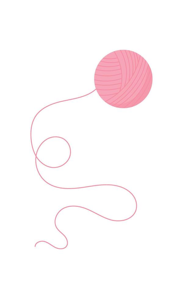 Crochet yarn ball, flat dressmaking tool object, hand drawn knitting supplies element, crochet craft decoration design, doodle tailor accessories illustration, vector