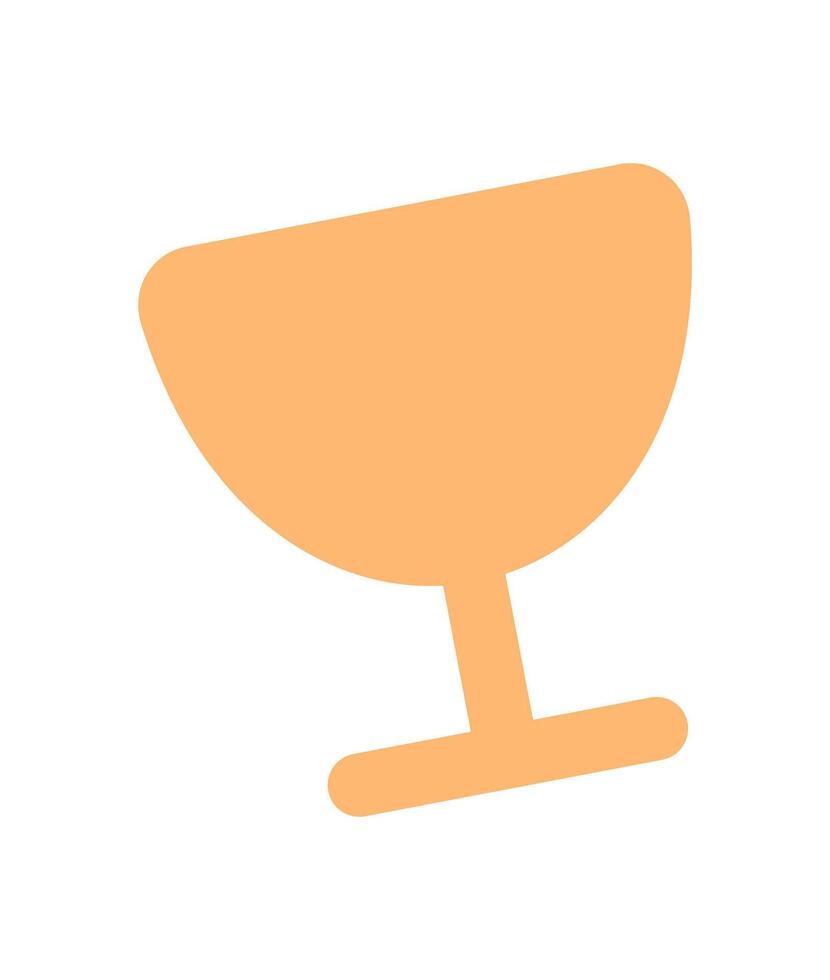 Glass cup showcases a vibrant orange beverage. Unique drink container displays a modern abstract shape. Perfect for kitchen and dining settings, this artistic graphic enhances hospitality. vector