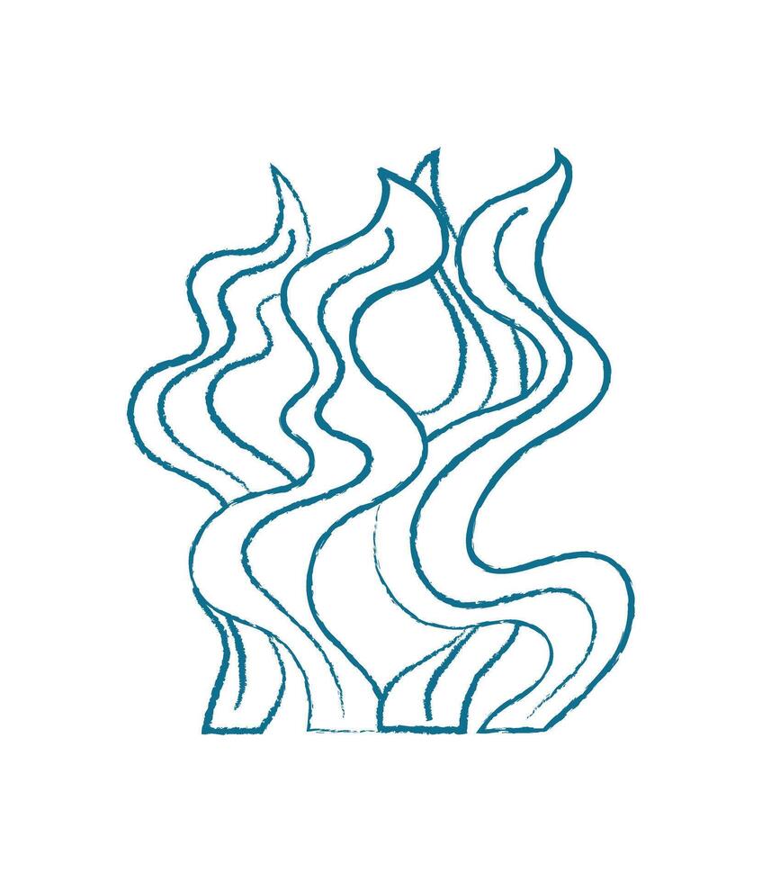 Aquatic seaweed silhouette. Underwater plant shape with a unique texture. Marine flora, doodle style, perfect for backgrounds, patterns, or as an artistic element in various projects. vector