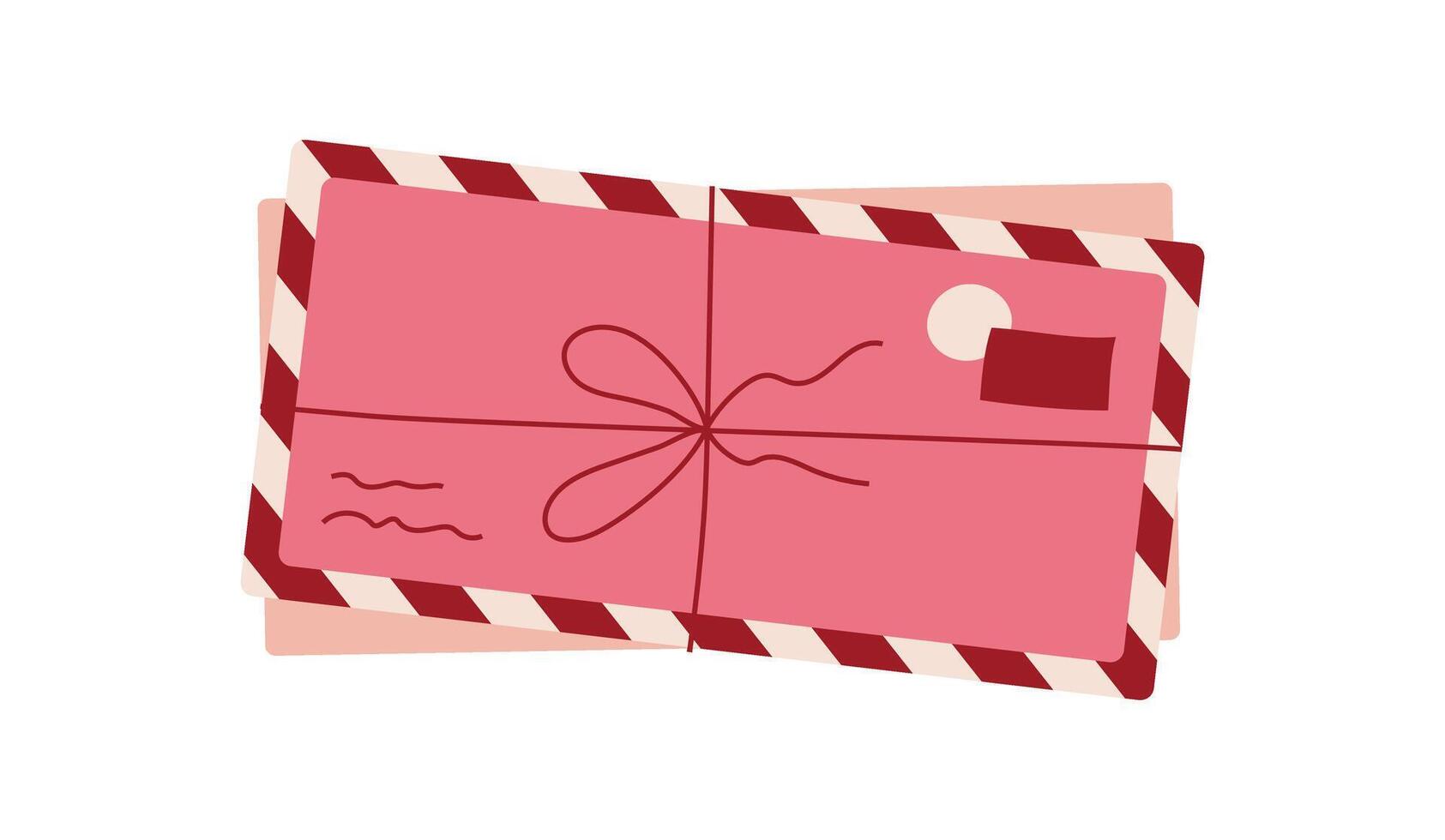 Valentine card in pink with cute message and heart design placed in decorative envelope. Romantic holiday celebration flat style suitable for greeting or invitation contexts. vector