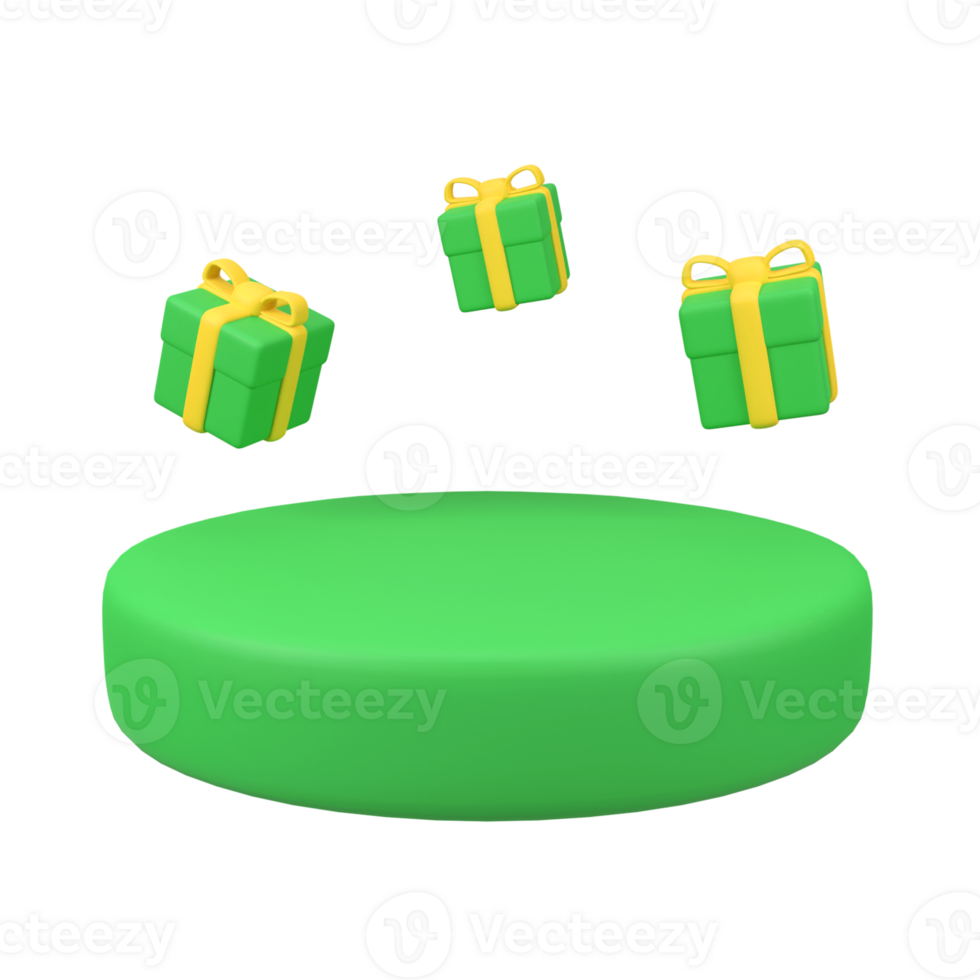 Gift Boxes with Round Podium isolated 3d render icon illustration png