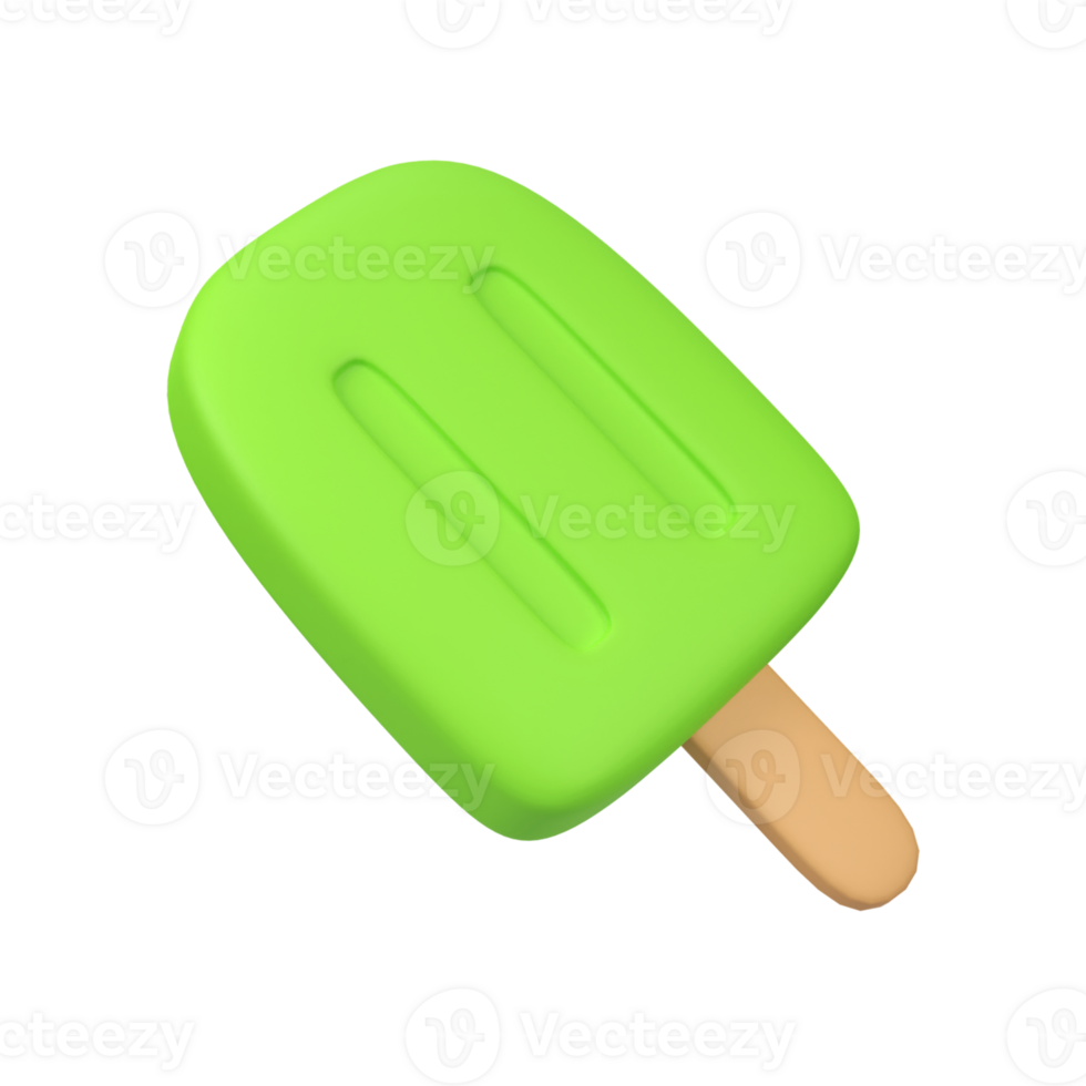 Melon flavored ice cream isolated 3d render icon illustration png