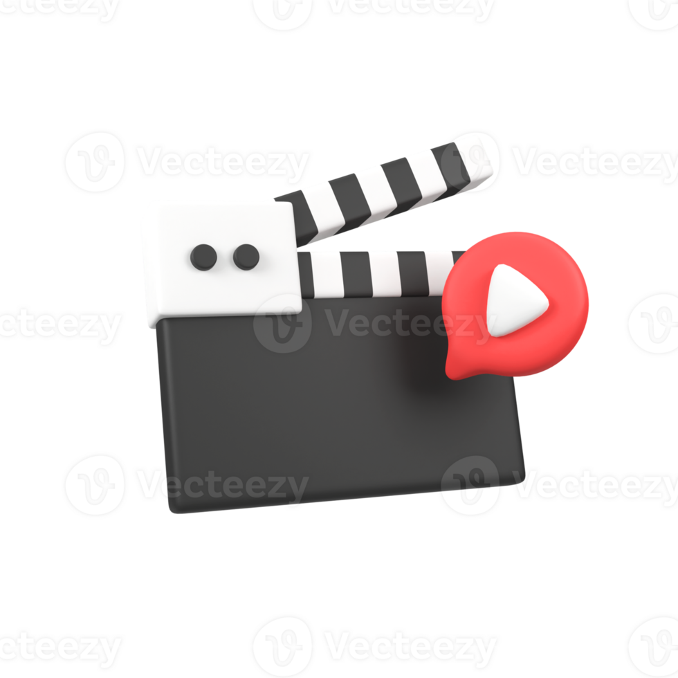 Filmmaker equipment with play button streaming isolated 3d render icon illustration png