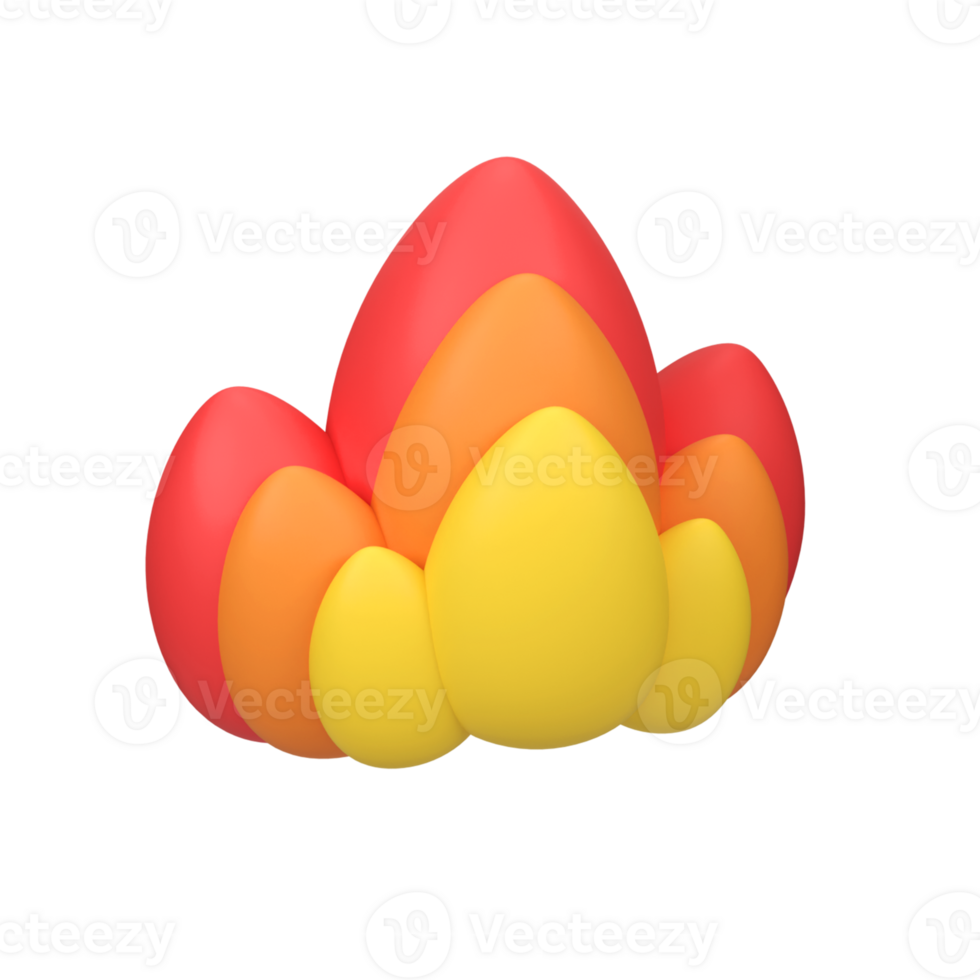 Fire isolated 3d render icon illustration png