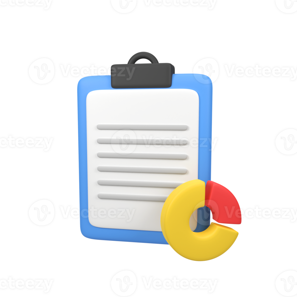 Financial document with pie chart isolated 3d render icon illustration png