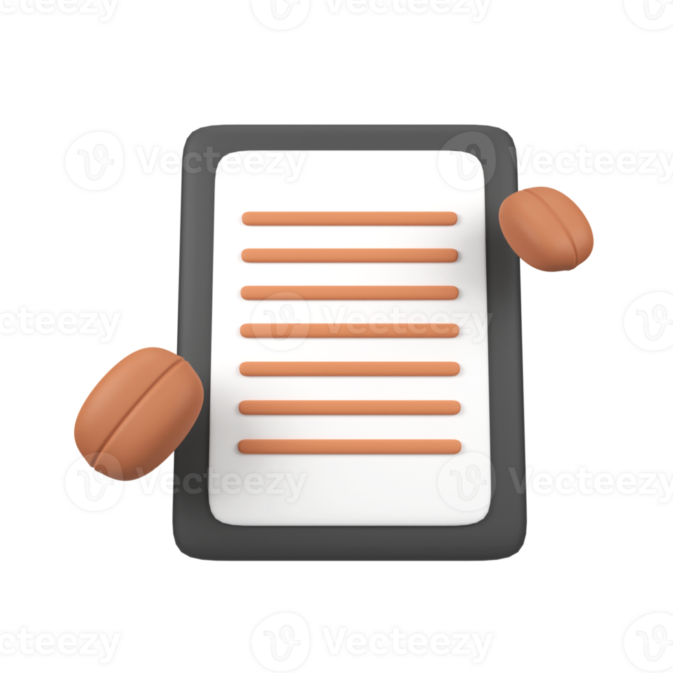 Coffee Menu Board with Beans isolated 3d render icon illustration png
