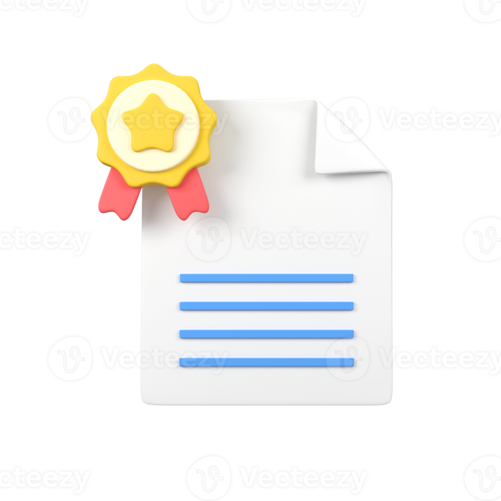 Certificate or diploma isolated 3d render icon illustration png