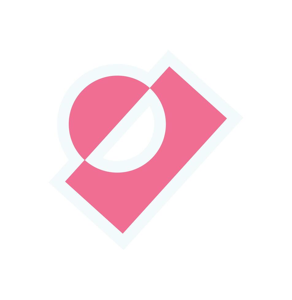 Brutalist abstract geometric shape sticker. Modern flat icon and graphic element. This unique shape combines a circle and square with a bold design, ideal for contemporary projects, branding, or art. vector