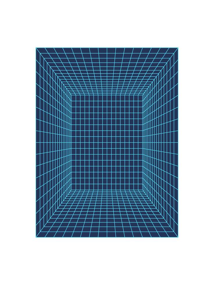 Cyber tech 3d wireframe tunnel, futuristic geometry mesh form symbol, 90s retro geometric net structure graphic, cyber tech abstract wire frame figure icon, cyberpunk neon 3d wireframe element object. vector