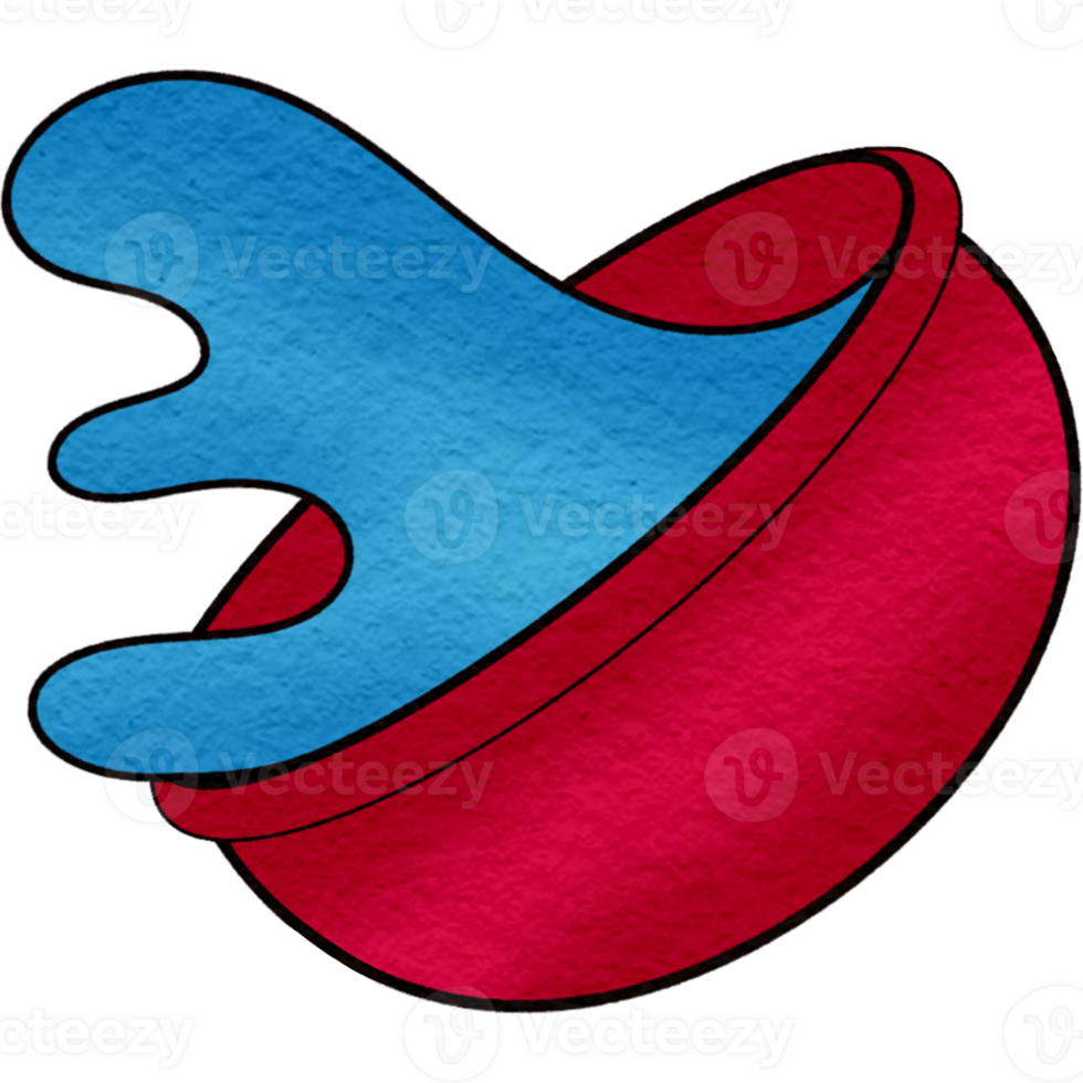 a red and blue bowl with a blue and red splash png